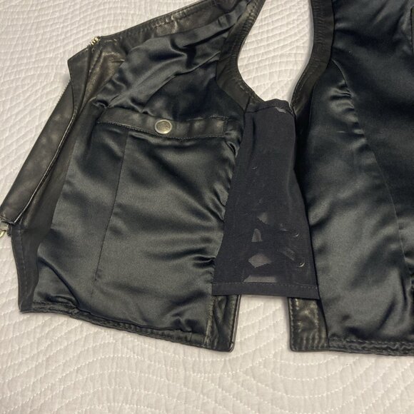 HARLEY-DAVIDSON Women’s Leather Motorcycle Vest w/ Lace-up Sides Size S - Picture 8 of 12